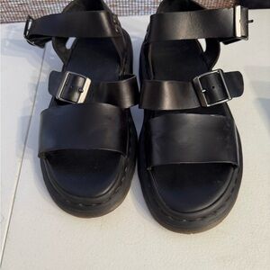Women's Black Leather Sandals